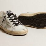 Golden Goose white leather Super-Star with glittery heel tab(Women's) - Image 4