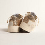 Golden Goose Stardan in ecru nappa leather with gold glitter star and heel tab(Women's) - Image 5