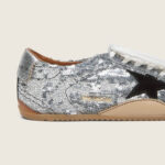 Golden Goose True-Star in silver sequins with black star and silver leather heel tab(Women's) - Image 5