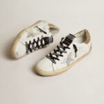 Golden Goose white leather Super-Star with glittery heel tab(Women's) - Image 3