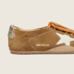 Golden Goose True-Star in tobacco-colored suede with white star and platinum heel tab(Women's) - Image 5