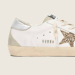 Golden Goose with gold glitter star and ice-gray suede inserts(Women's) - Image 5