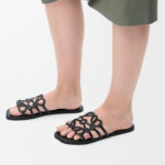 Loewe Petal Anagram leather slides 'All Black' - Image 6