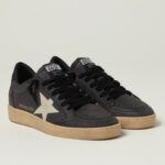 Golden Goose Ball Star in glitter with leather star and metallic leather heel tab Dark Grey Sand(Men) - Image 3