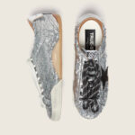 Golden Goose True-Star in silver sequins with black star and silver leather heel tab(Women's) - Image 4