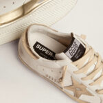 Golden Goose Super-Star with gold sparkle foxing and metal stud lettering(Women's) - Image 4