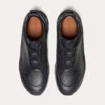 Zegna - Triple Stitch Monte Grained Calf Leather Black Slip On Sneakers - Image 4