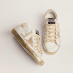 Golden Goose Super-Star with gold sparkle foxing and metal stud lettering(Women's) - Image 3