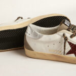 Golden Goose Super-Star with burgundy glitter star and silver heel tab(Women's) - Image 4